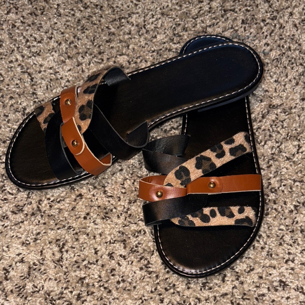 Chic Leopard and Black Sandals